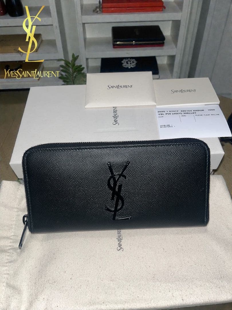 SAINT LAURENT サンローラン YSLロゴ ラウンドファスナー 長財布