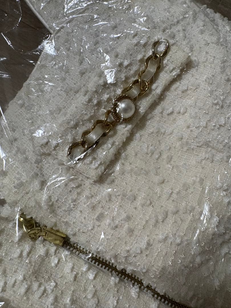 【か】an アン　キャバドレス　ツイード　S ホワイト　シュガー